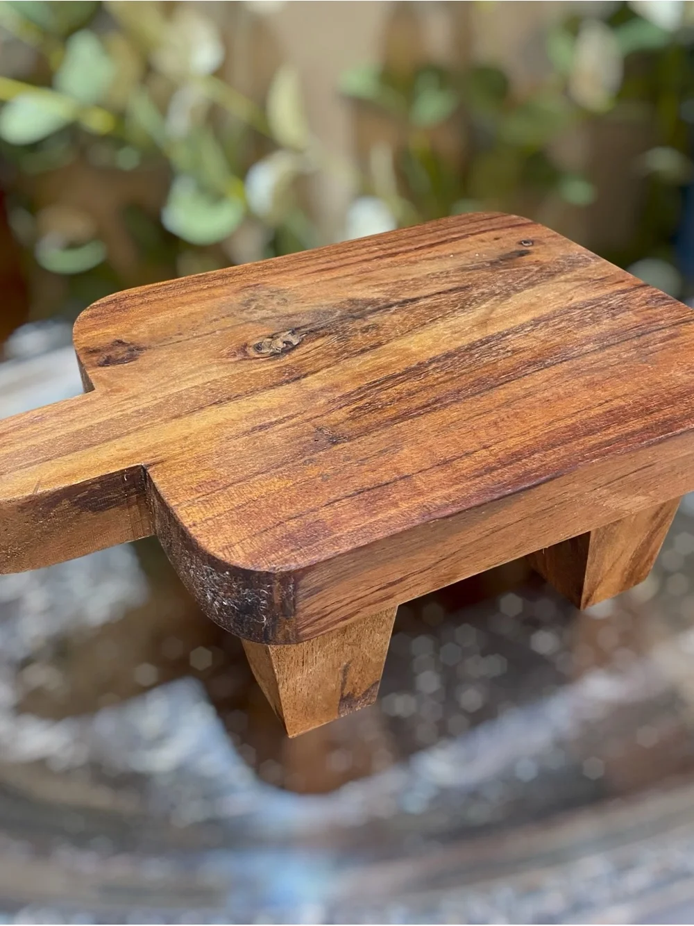 Vintage Thick Wood Footed Charcuterie Board Tray Cheese Appetizers